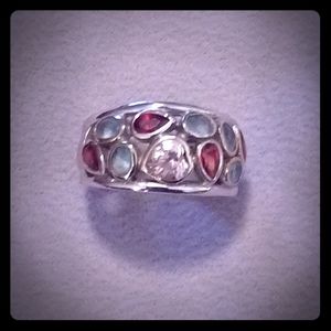 Sz. 8.5 Multi gemstone Ring set in .925